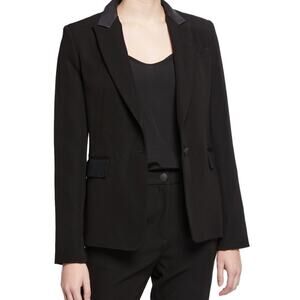 Rag & Bone rylie grosgrain trim crepe blazer Sz 2 black one button A6